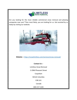 Commercial Snow Removal Companies near Me | Snowlimitless.com