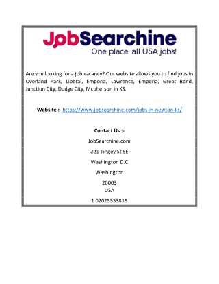 Jobs In Newton Ks | JobSearchine.com