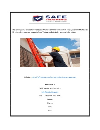 Confined Space Training Online Certification Courseq