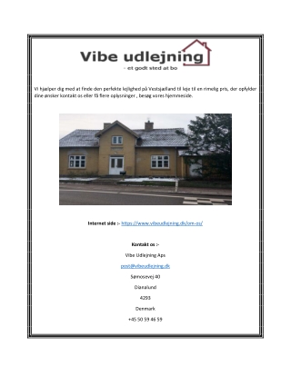 Lejlighed West Sealand | vibeudlejning.dk