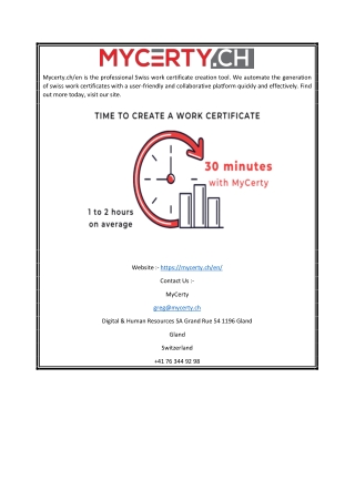 Swiss Work Certificate Creation Tool | Mycerty.ch/en
