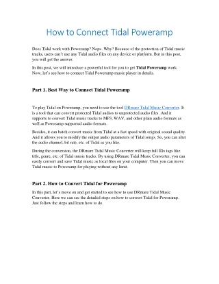 Get Tidal Poweramp Work? How?