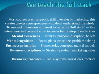 We Teach The Full Stack