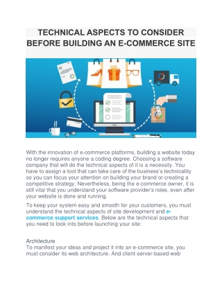 TECHNICAL ASPECTS TO CONSIDER BEFORE BUILDING AN E-COMMERCE SITE