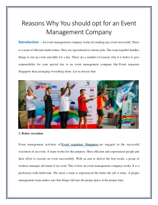 Reasons Why You should opt for an Event Management Company