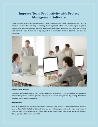 Improve Team Productivity with Project Management Software