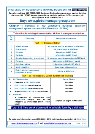 ISO 22301 Documentation and Training kit