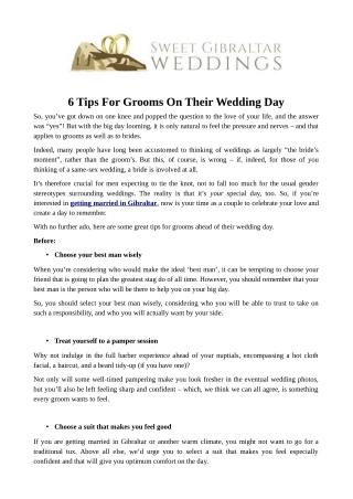 6 Tips For Grooms On Their Wedding Day
