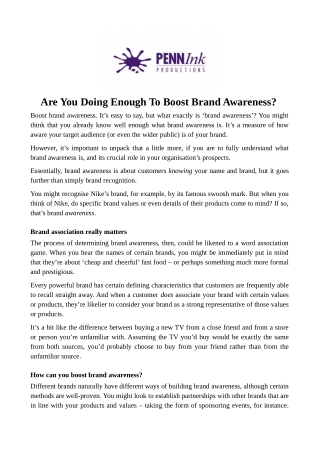 Are You Doing Enough To Boost Brand Awareness?