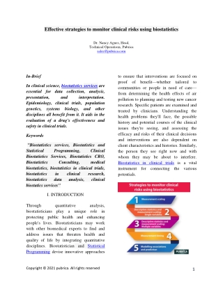 Effective strategies to monitor clinical risks using biostatistics – Pubrica