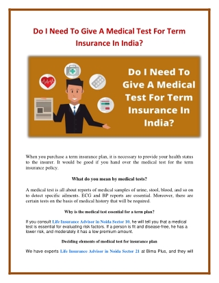 Is a medical exam required to obtain term insurance in India?