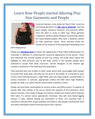 Learn How People started Adoring Plus Size Garments and People