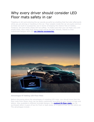 Why every driver should consider LED Floor mats safety in car