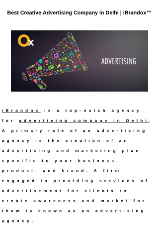 Best Creative Advertising Company in Delhi | iBrandox™