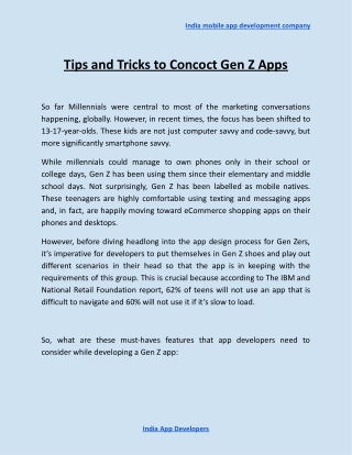 Tips and Tricks to Concoct Gen Z Apps