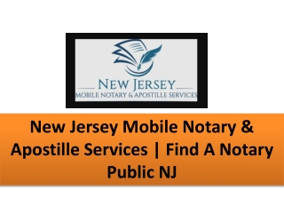 Loan Signing Services New Jersey