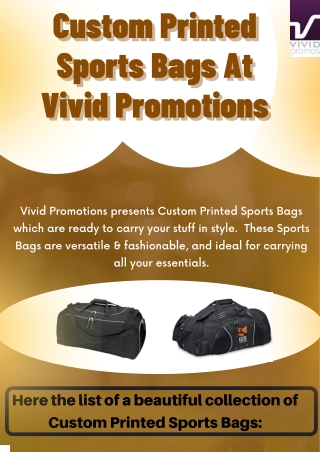 Custom Printed Sports Bags - Promotional Products |Vivid Promotions