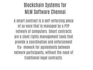 Blockchain Systems for MLM Software Chennai