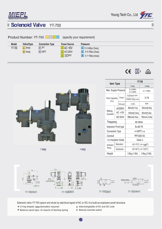 Rotork YTC YT-700S Explosion proof type 3way Solenoid Valve Supplier in Delhi,india | YTC INDIA