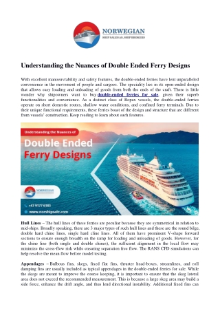 Understanding the Nuances of Double Ended Ferry Designs