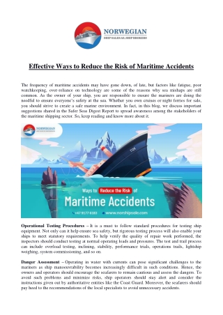 Effective Ways to Reduce the Risk of Maritime Accidents