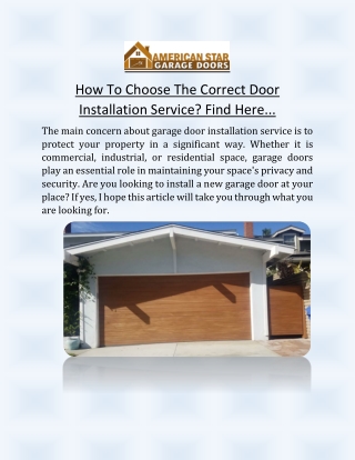 Garage Door Installation Services in California