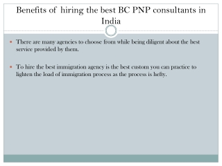 Benefits of hiring the best BC PNP consultants in India