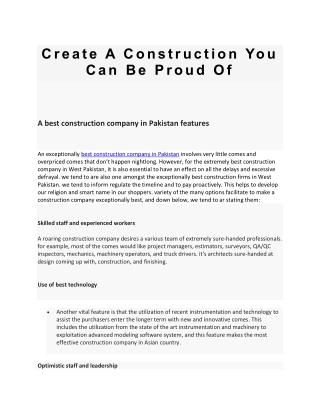 Create A Construction You Can Be Proud Of