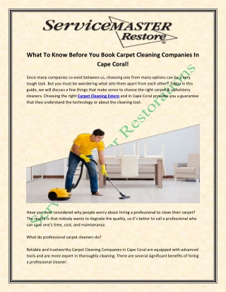 Carpet Cleaning Company in Cape Coral | Service Master Restorations