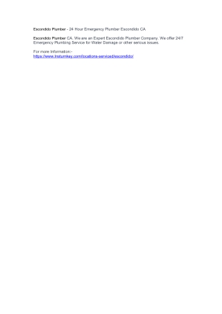 Escondido Plumber - 24 Hour Emergency Plumber Escondido CA