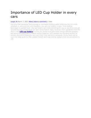 Importance of LED Cup Holder in every cars