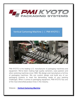 Vertical Cartoning Machine |- (  PMI KYOTO )