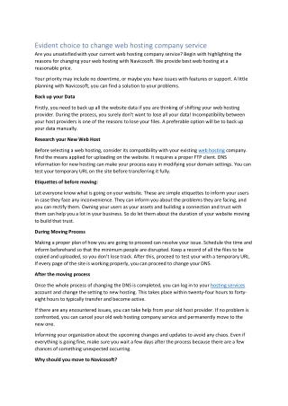 Evident choice to change web hosting company service