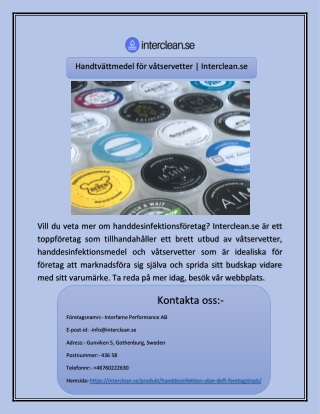 Handtvättmedel för våtservetter | Interclean.se