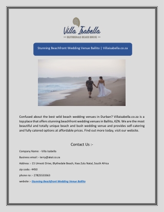 Stunning Beachfront Wedding Venue Ballito | Villaisabella.co.za