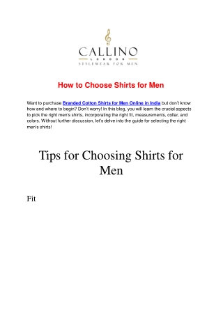 How to Choose Shirts for Men