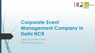 Corporate Event Management Company in Delhi NCR - EpicIndiaGroup
