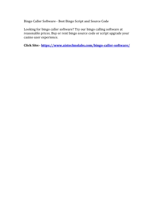 Bingo Caller Software - Best Bingo Script and Source Code