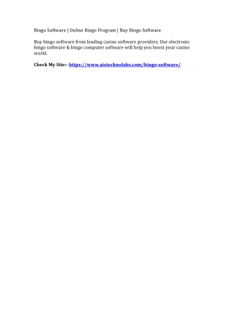 Bingo Software | Online Bingo Program | Buy Bingo Software