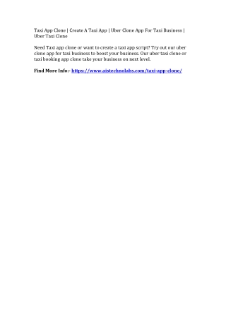 Taxi App Clone | Create A Taxi App | Uber Clone App For Taxi Business | Uber Taxi Clone