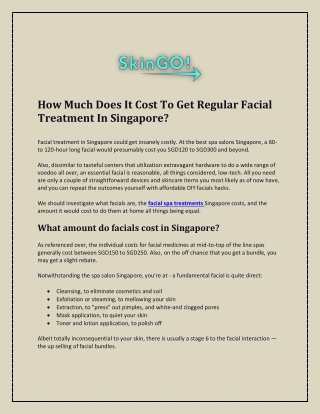 How Much Does It Cost To Get Regular Facial Treatment In Singapore?