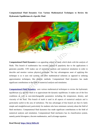 Computational Fluid Dynamics Uses Various Mathematical Techniques to Review the Hydrostatic Equilibrium of a Specific Fl