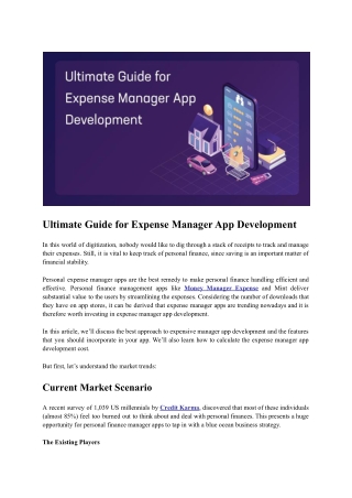 Ultimate Guide for Expense Manager App Development