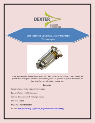 Best Magnetic Coupling | Dexter Magnetic Technologies