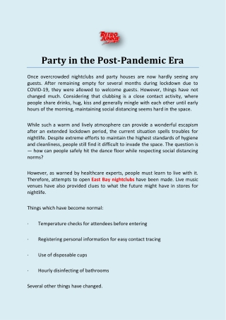 Party in the Post-Pandemic Era