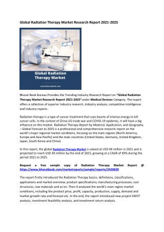 Global Radiation Therapy Market Research Report 2021-2025