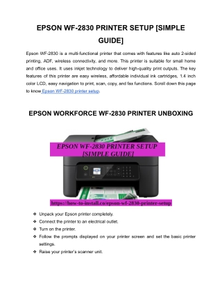 Epson WF-2830 Printer Setup | Driver Download [Ultimate Guide]