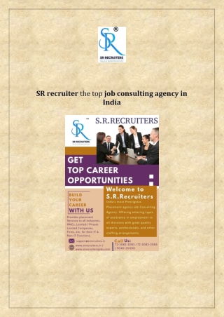 Looking for Job Consultants in Chandigarh; Contact S.R Recruiters today!