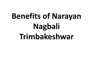 Benefits of Narayan Nagbali Trimbakeshwar