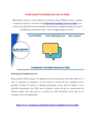 Professional Translation Services in India